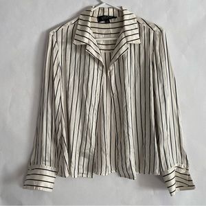 100% Silk Striped Button Down Shirt